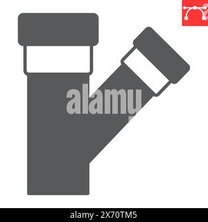 Icône de glyphe de pièces de tuyau, service de plomberie et construction, icône de vecteur de tuyau de connexion, graphiques vectoriels, signe solide de trait éditable, eps 10. Illustration de Vecteur
