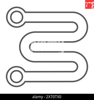 Icône de ligne de rail de serviette, service de plomberie et équipement ménager, icône vectorielle de sèche-serviettes, graphiques vectoriels, signe de contour de trait éditable, eps 10. Illustration de Vecteur