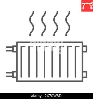 Icône de ligne de radiateur, service de plomberie et élément de maison, icône de vecteur de chauffage, graphiques vectoriels, signe de contour de trait modifiable, eps 10. Illustration de Vecteur