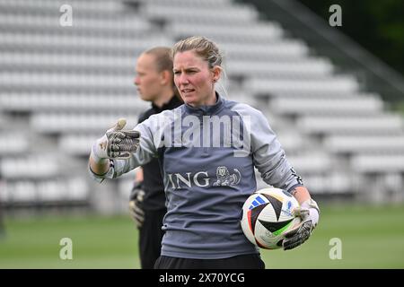 Tubize, Belgique. 16 mai 2024. Photo prise lors d'un match amical de football entre les équipes nationales féminines de moins de 16 ans de Belgique, appelé les flammes rouges, et l'Allemagne le jeudi 16 mai 2024 à Tubize, Belgique . Crédit : Sportpix/Alamy Live News Banque D'Images