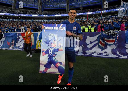 Shanghai Shenhua Football Club a battu Qingdao Hainiu Football Club avec 2-0 au douzième tour de la Super League chinoise (CSL) 2024 à Shanghai, Banque D'Images