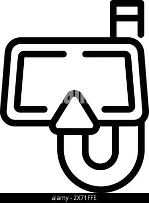 Illustration vectorielle de l'équipement de plongée en apnée, avec un dessin simple au trait d'un masque de plongée et tuba Illustration de Vecteur