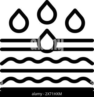 Ensemble d'icônes simples de goutte d'eau noire et blanche dans l'illustration de dessin au trait. Avec Waves. Gouttelettes. Et ondulations. Parfait pour les symboles vectoriels et les conceptions graphiques de nature. Mettre l'accent sur la pureté. Propreté Illustration de Vecteur