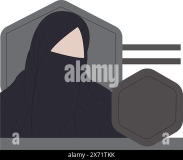 dessin animé d'une femme, portant un hijab noir et un niqab Illustration de Vecteur