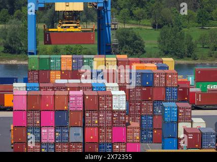 Duisburg, région de la Ruhr, Rhénanie du Nord-Westphalie, Allemagne - terminal à conteneurs dans le port de Duisburg sur le Rhin à Wanheim-Angerhausen, transp. Combiné Banque D'Images