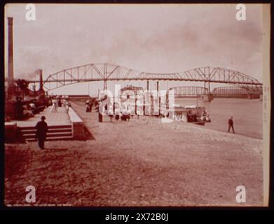 Winona, Minnesota, la digue sous le pont, répertoriée dans Detroit, catalogue F (1899)., 'Detroit Photographic Co.', monté dos à dos avec '01933. Winona, Minnesota. Pont au-dessus du Mississippi." Peut avoir fait partie de album., Detroit Publishing Co. No. 01934., Gift ; State Historical Society of Colorado ; 1949, Lafayette Lamb (Stern Wheeler), Lily (Stern Wheeler), Lotus (Stern Wheeler), bateaux à vapeur. , Digues. , Front de mer. , Ponts. , Rivers. , États-Unis, Minnesota, Winona. Banque D'Images