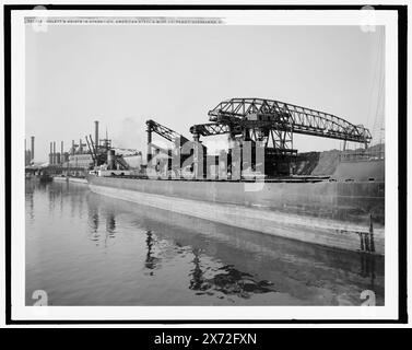 Hulett, c'est-à-dire Hulett Hoists in Operation, American Steel & Wire Co. Usine de la société, Cleveland, Ohio, Detroit Publishing Co. No. 072375., Gift ; State Historical Society of Colorado ; 1949, machines de levage. , Cargos. , Industrie du minerai. , Industrie sidérurgique. , Expédition. , États-Unis, Ohio, Cleveland. Banque D'Images