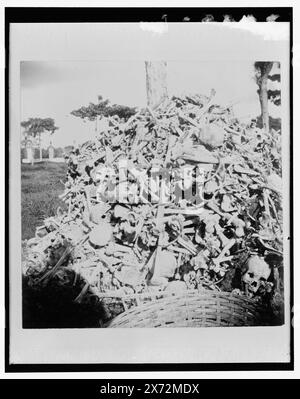 Tas d'os dans le cimetière, nécropole Cristobal Colon, la Havane, titre tiré de la veste., '1591' sur négatif., Detroit Publishing Co. no. 32428., Gift ; State Historical Society of Colorado ; 1949, cimetières. , Bones. , Cuba, la Havane. Banque D'Images