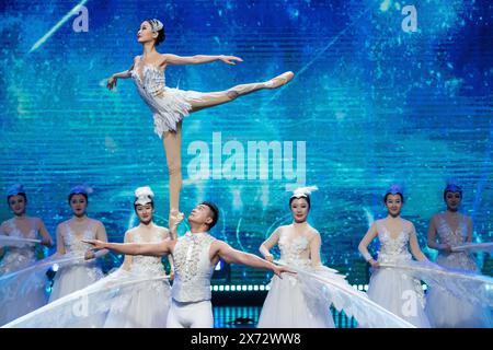 Harbin, province chinoise du Heilongjiang. 17 mai 2024. Des artistes présentent une performance lors de la 8e exposition Chine-Russie à Harbin, dans la province du Heilongjiang, au nord-est de la Chine, le 17 mai 2024. Crédit : XIe Jianfei/Xinhua/Alamy Live News Banque D'Images