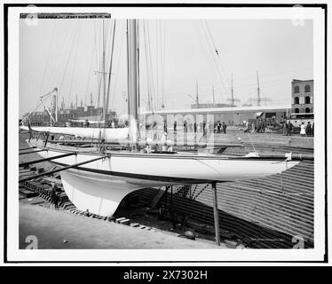 Shamrock III en cale sèche à Erie Basin, 17 août 2003, locale basée sur le négatif D4-21756., Detroit Publishing Co. No. 021757., Brooklyn., cadeau ; State Historical Society of Colorado ; 1949, Shamrock III (Yacht), America's Cup races. , Yachts. , Bateau et industrie navale. , États-Unis, New York (State), New York. Banque D'Images