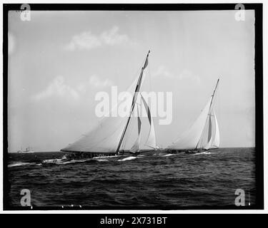 Le dernier départ, '151' et 'Johnston' sur négatif., No Detroit Publishing Co. no., Gift ; State Historical Society of Colorado ; 1949, Yachts. , Régates. Banque D'Images