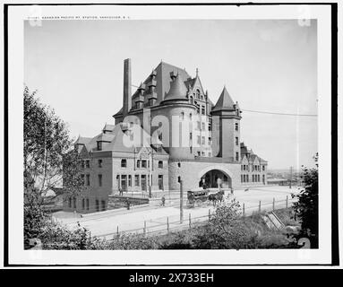 Canadien Pacifique Ry. P. ex. gare ferroviaire, Vancouver, C.-B., Detroit Publishing Co. no. 014669., Gift ; State Historical Society of Colorado ; 1949, Railroad stations. , Canada, Colombie-Britannique, Vancouver. Banque D'Images