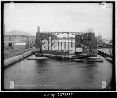 Cale sèche flottante, U.S. Navy Yard, Pensacola, Fla., '567-G' sur négatif., Detroit Publishing Co. no. 016292., Gift ; State Historical Society of Colorado ; 1949, Naval Yards & Naval stations. , Quais et quais. , États-Unis, Floride, Pensacola. Banque D'Images