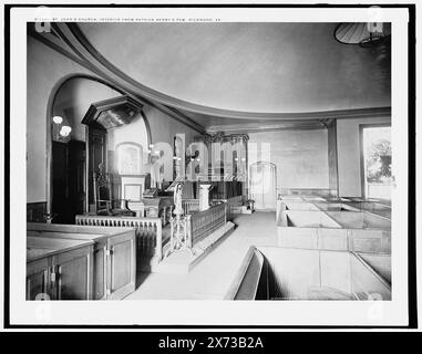 John's Church, Interior, de Patrick Henry's PEW, Richmond, Virginie, transparent en verre correspondant (avec le même code de série) disponible sur vidéodisque cadre 1A-29604., attribution basée sur des négatifs avec des numéros similaires., Detroit Publishing Co. No. 013446., Gift ; State Historical Society of Colorado ; 1949, Churches. , Intérieurs. , États-Unis, Virginie, Richmond. Banque D'Images