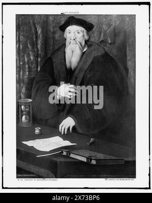 Portrait de l'archevêque Cranmer, photographie d'un tableau de Hans Holbein au Metropolitan Museum of Art., répertorié à Detroit, Thistle Publications (1912)., Detroit Publishing Co. No. M729., Gift ; State Historical Society of Colorado ; 1949, Cranmer, Thomas, 1489-1556. , Évêques. Banque D'Images