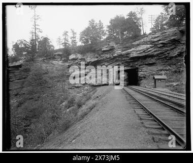 Nay Aug tunnel, Scranton, Pa., les images du vidéodisque sont hors séquence ; l'ordre réel de gauche à droite est 1A-05863, 05862 ou 07320., deux photos forment un panorama avec une variante proche de la section droite., Detroit Publishing Co. Nos 011624, 011625, 010112., Gift ; State Historical Society of Colorado ; 1949, Railroads. , Tunnels. , États-Unis, Pennsylvanie, Scranton. Banque D'Images