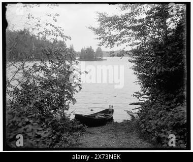 Glimpse of Upper préparé Regis Lake, Adirondack Mtns., N.Y., titre de veste., 'WHJ-940' sur négatif., Detroit Publishing Co. no. 032913., Gift ; State Historical Society of Colorado ; 1949, Lakes & Ponds. , Canoës. , États-Unis, New York (État), Upper Saint Regis Lake. , États-Unis, New York (État), Adirondack Mountains. Banque D'Images