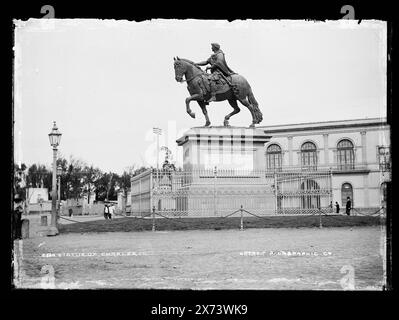 Statue de Charles IV, attribution à Jackson d'après le catalogue des vues de W.H. Jackson (1898)., Detroit Publishing Co. No. X 8564., cadeau ; Société historique d'État du Colorado ; 1949, Charles, IV,, Roi d'Espagne,, 1748-1819, statues. , Sculpture. , Mexique, Mexico. Banque D'Images