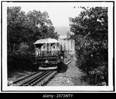 Le Bi-Pass, Mt. Tom Ry., Mass., 'Rowland Thomas' on Mount Tom Railway train., Detroit Publishing Co. No. 072023., Gift ; State Historical Society of Colorado ; 1949, incliné chemins de fer. , Passagers. , États-Unis, Massachusetts, Tom, Mount. Banque D'Images