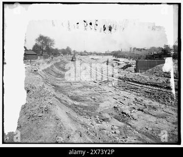 Detroit, Mich., excavation pour la nouvelle Union Station, titre de veste., No Detroit Publishing Co. No. 039662., Gift ; State Historical Society of Colorado ; 1949, industrie de la construction. , Gares ferroviaires. , États-Unis, Michigan, Detroit. Banque D'Images