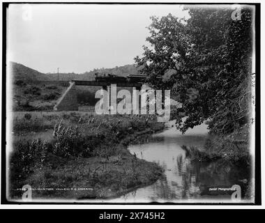 Rolling Stone Valley R.R. Crossing, date basée sur Detroit, catalogue F (1899)., '44' sur négatif., Detroit Publishing Co. No. 04521., Gift ; State Historical Society of Colorado ; 1949, Railroad Bridges. , Vallées. , Chemins de fer. , Rivers. , États-Unis, Minnesota, Rolling Stone Valley. Banque D'Images