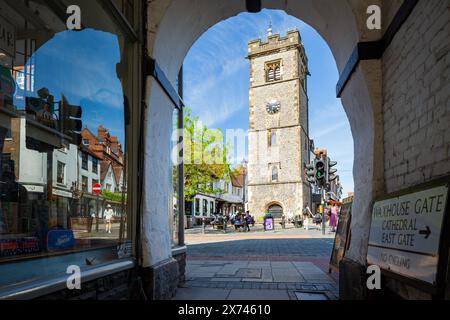 Tour de l'horloge dans le centre-ville de St Albans, Hertfordshire, Angleterre. Banque D'Images