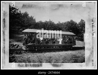 Une voiture élévatrice, Mt. Mount Tom Railway, sur le devant de la voiture : Holyoke., 'G 7405' sur négatif., Detroit Publishing Co. No. 072019., Gift ; State Historical Society of Colorado ; 1949, Railroad Passenger Cars. , Chemins de fer inclinés. , États-Unis, Massachusetts, Tom, Mount. Banque D'Images