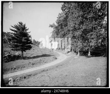 Ethan Allen Farm, Over the Hill, Burlington, Vt., titre de veste., fait partie de Ethan Allen Park., 'G 8560' sur négatif., Detroit Publishing Co. no. 500338., Gift ; State Historical Society of Colorado ; 1949, Parks. , Routes. , États-Unis, Vermont, Burlington. Banque D'Images