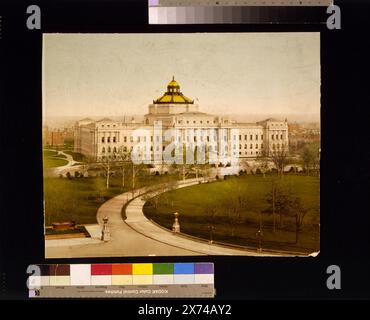 The Library of Congress, Washington, West Facade., 'Detroit Photographic Co.', 'Restricted, collection Brady-Handy, jusqu'au 10 septembre 1964. L'autorisation d'imprimer ce négatif doit être obtenue auprès de L.C. Handy Studios au verso., Detroit Publishing Co. No. 59032., Gift ; State Historical Society of Colorado ; 1949, Library of Congress Thomas Jefferson Building (Washington, D.C.), Libraries. , États-Unis, District of Columbia, Washington (D.C.) Banque D'Images