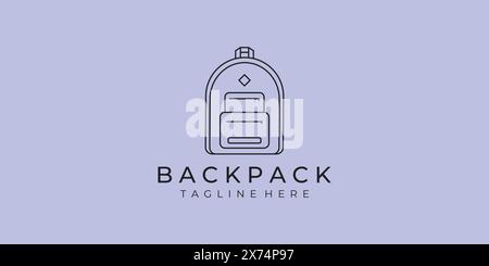 sac à dos ligne art logo illustration vectorielle design minimaliste Illustration de Vecteur