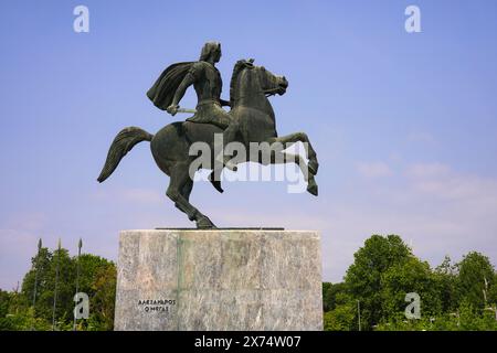 Statue d'Alexandre le Grand à Thessalonique - Grèce, 17 mai 2024 Banque D'Images