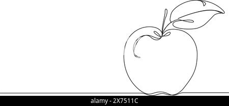 dessin simple ligne continu d'une pomme, illustration vectorielle d'art au trait Illustration de Vecteur