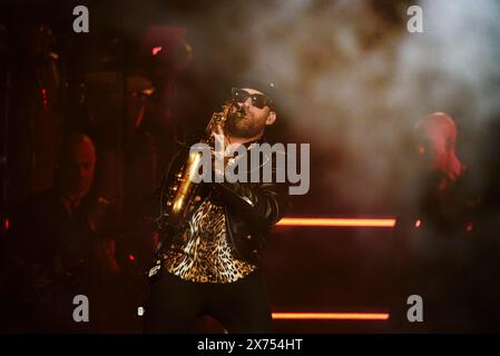 Rome, Italie. 17 mai 2024. Le saxophoniste Jimmy Sax en concert crédit : Live Media Publishing Group/Alamy Live News Banque D'Images