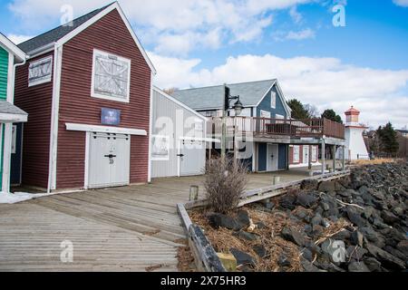 Bâtiments du parc Ritchie Wharf à Miramichi, Nouveau-Brunswick, Canada Banque D'Images