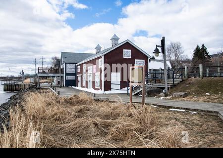 Bâtiments du parc Ritchie Wharf à Miramichi, Nouveau-Brunswick, Canada Banque D'Images