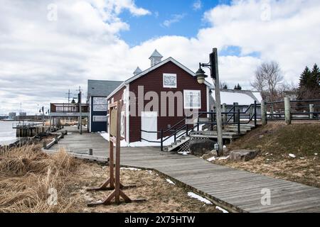 Bâtiments du parc Ritchie Wharf à Miramichi, Nouveau-Brunswick, Canada Banque D'Images