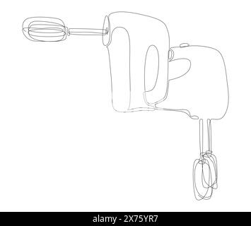 Une ligne continue de mélangeur électrique. Concept vectoriel d'illustration de ligne mince. Contour Drawing idées créatives. Illustration de Vecteur