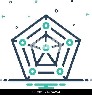 Icône pour carte radar avec forme de pentagone, carte Illustration de Vecteur