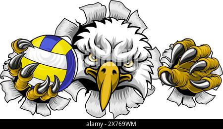 Eagle Hawk Bird volley-ball Mascot Illustration de Vecteur