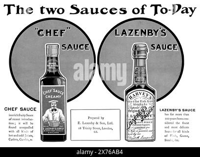 1904 publicité britannique pour Lazenby's sauce et Chef sauce. Banque D'Images