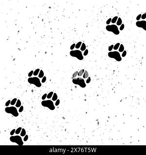 Empreintes de patte de chien sur fond blanc, illustration Banque D'Images
