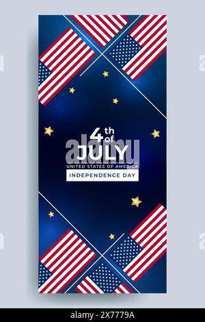 Bannière moderne des médias sociaux du jour de l'indépendance des États-Unis Illustration de Vecteur