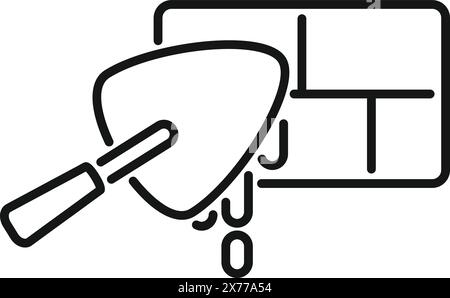 Une icône en forme de ligne nette représentant le nettoyage des vitres à l'aide d'une raclette Illustration de Vecteur
