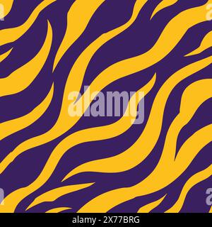 motif imprimé tigre violet et or Illustration de Vecteur