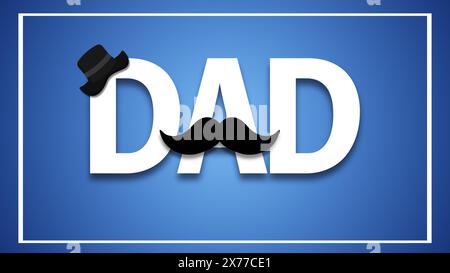 Chapeau avec moustache et lettrage « papa » pour la fête des pères Banque D'Images