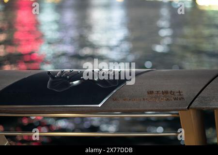 HONG KONG, CHINE - 07 DÉCEMBRE 2023 : empreintes de M.S. Miriam Yeung Chin Wah vues à Avenue of Stars à Hong Kong. Miriam Yeung Chin Wah est un Hon Banque D'Images