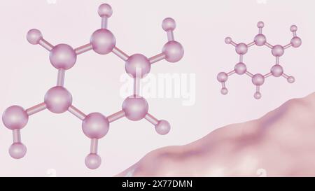 Le rendu 3d de l'hydroquinone ou HQ est également connu comme inhibiteur de synthèse de mélanine et a des propriétés antioxydantes Banque D'Images