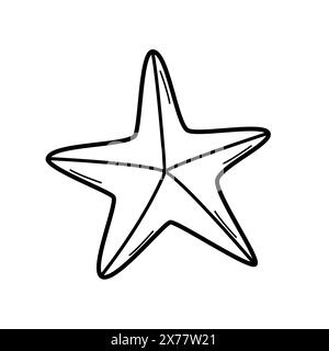 Icône étoile de mer, isolat unique sur fond blanc. Illustration vectorielle de la faune du monde sous-marin griffonner. Banque D'Images