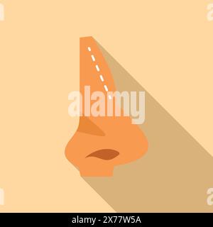 Design minimaliste d'un nez de dessin animé avec une longue ombre sur un fond beige Illustration de Vecteur