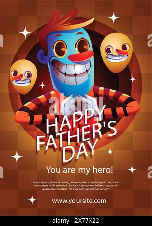 Modèle réaliste d'affiche de fête des pères Illustration de Vecteur